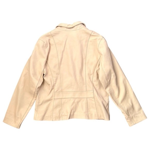 Wilsons Pelle Studio Cream Off White Leather Button Front Jacket Womens Size XL - Picture 2 of 9